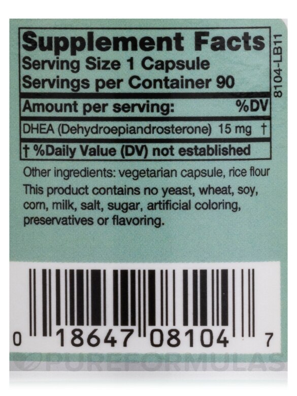 DHEA 15 mg - 90 Vegetarian Capsules - Alternate View 4