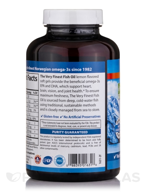 The Very Finest Fish Oil 700 mg, Natural Lemon Flavor - 120 Soft Gels - Alternate View 2