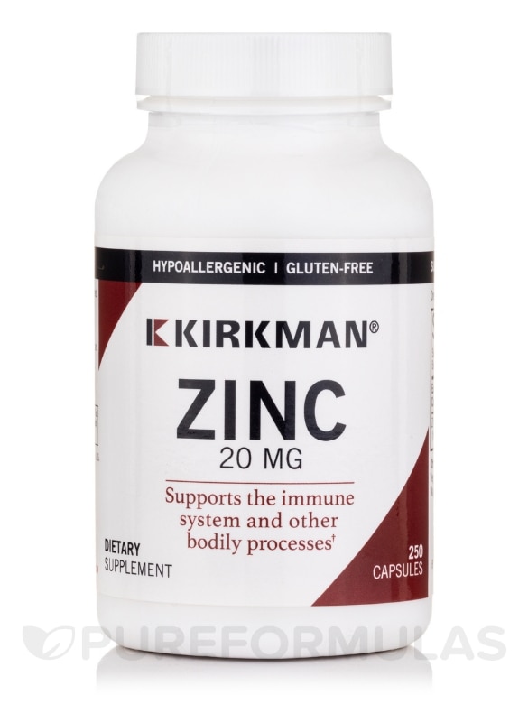 Zinc 20 mg -Hypoallergenic - 250 Capsules