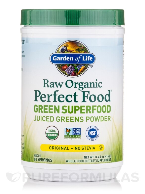 Raw Organic Perfect Food® Green Superfood Juiced Greens Powder, Pineapple Flavor - 14.6 oz (414 Grams)
