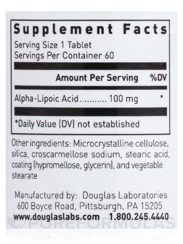 Alpha-Lipoic Acid - 60 Tablets - Alternate View 4