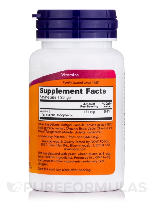 Natural E-200 with Mixed Tocopherols - 100 Softgels - Alternate View 1