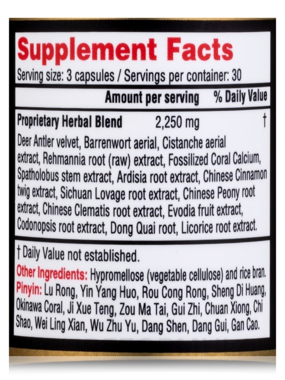 OsteoHerbal™ (Dr. Fung's Lu Jin Herbal Supplement) - 90 Capsules - Alternate View 3
