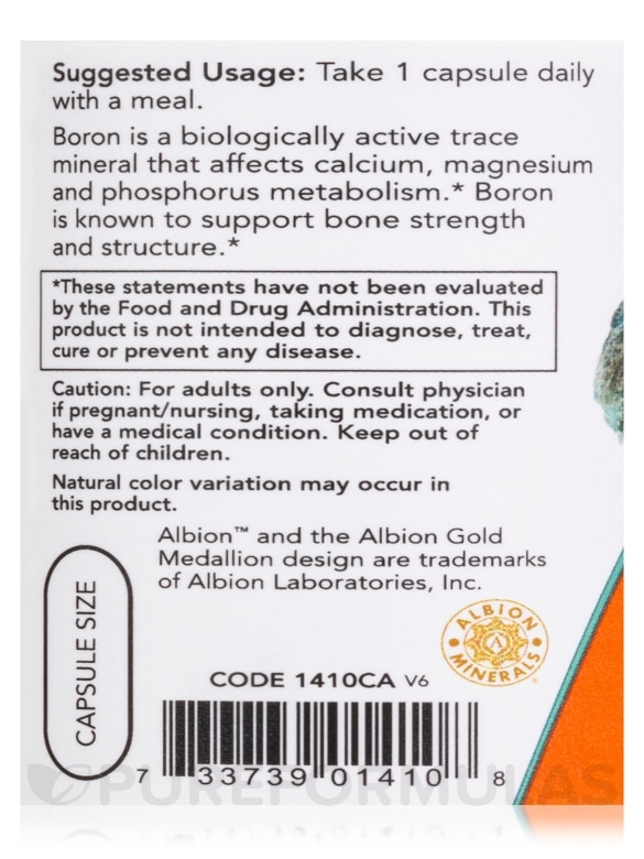 Boron 3 mg - 100 Capsules - Alternate View 4