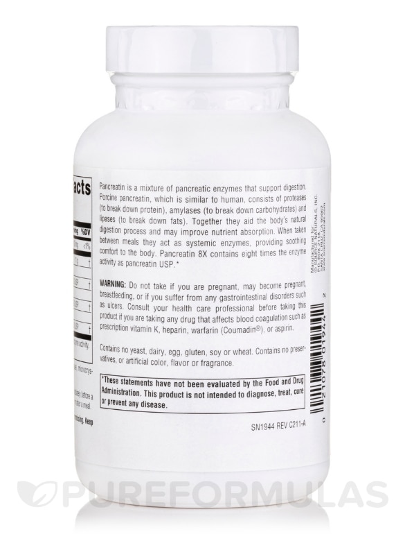 Pancreatin 8X 500 mg - 100 Capsules - Alternate View 2