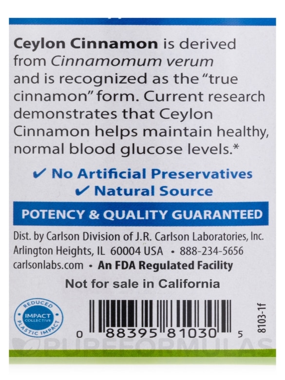 Ceylon Cinnamon 500 mg - 180 Capsules - Alternate View 4