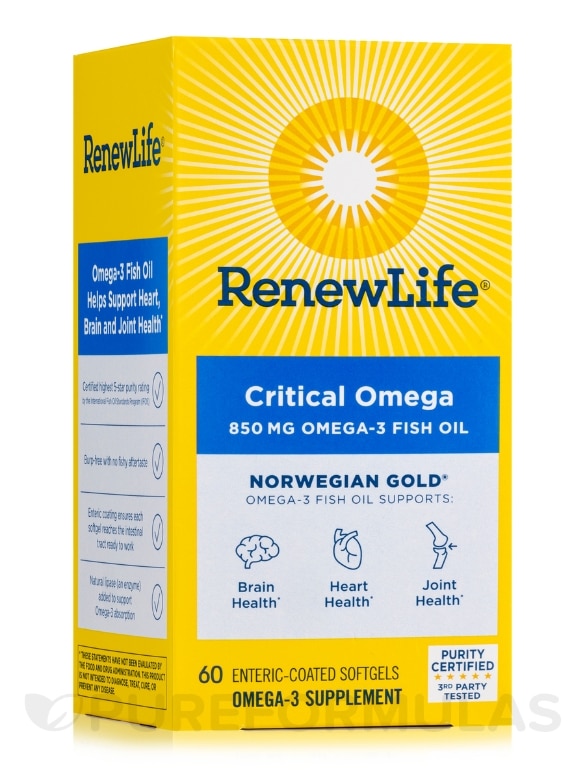 Norwegian Gold® Omega-3 Fish Oil Critical Omega - 60 Enteric-Coated Softgels