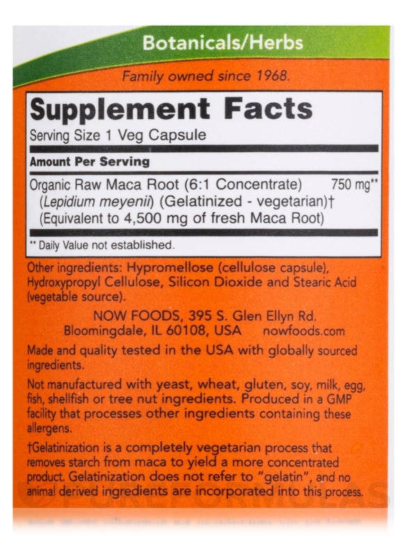 Raw Maca 750 mg - 90 Veg Capsules - Alternate View 3
