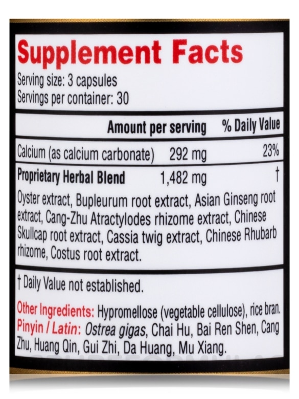 Ease Plus™ (Bupleurum & Calcium Herbal Supplement) - 90 Capsules - Alternate View 3
