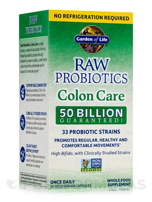 Raw Probiotics Colon Care 50 Billion (Shelf Stable) - 30 Vegetarian Capsules