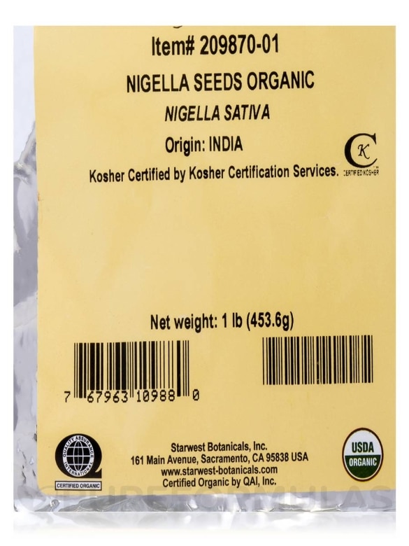 Organic Nigella Seed - 1 lb (453.6 Grams) - Alternate View 1