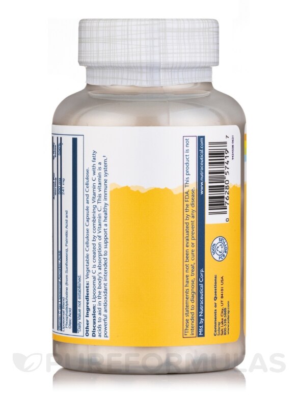 Lipsomal Vitamin C 500 mg - 100 VegCaps - Alternate View 2