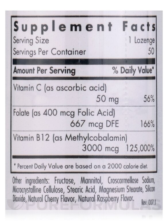 B12 Methylcobalamin - 50 Vegetarian Lozenges - Alternate View 3