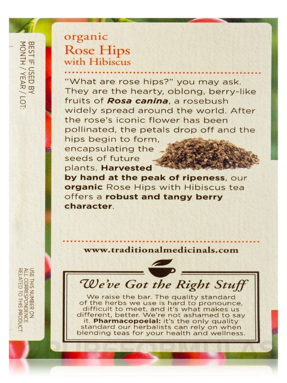 Organic Rose Hips With Hibiscus Tea - 16 Tea Bags - Alternate View 7