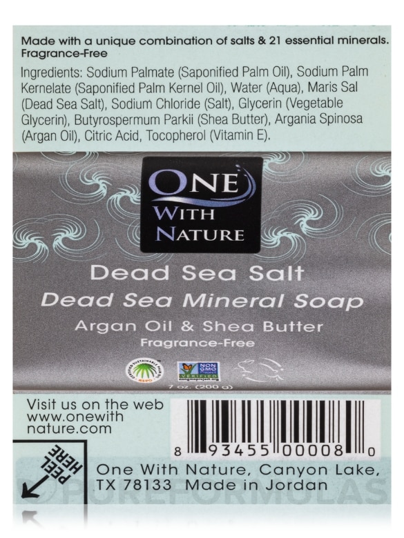 Dead Sea Salt - Triple Milled Mineral Soap Bar with Argan Oil & Shea Butter - 7 oz (200 Grams) - Alternate View 5