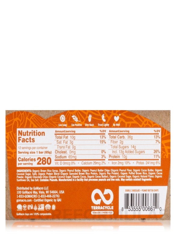 Organic MacroBar Double Chocolate + Peanut Butter Chips - Box of 12 Bars - Alternate View 4
