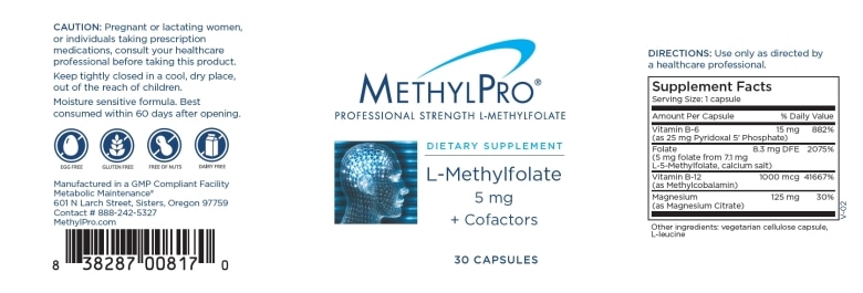 L-Methylfolate 5 mg + Cofactors - 30 Capsules - Alternate View 1