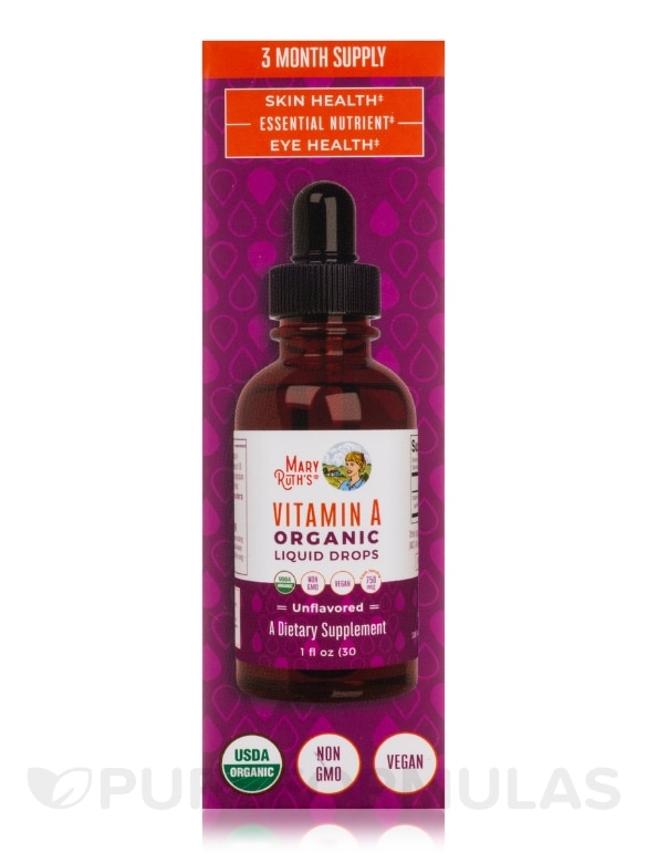 Vitamin A Organic Liquid Drops, Unflavored - 1 fl. oz (30 ml) - Alternate View 6