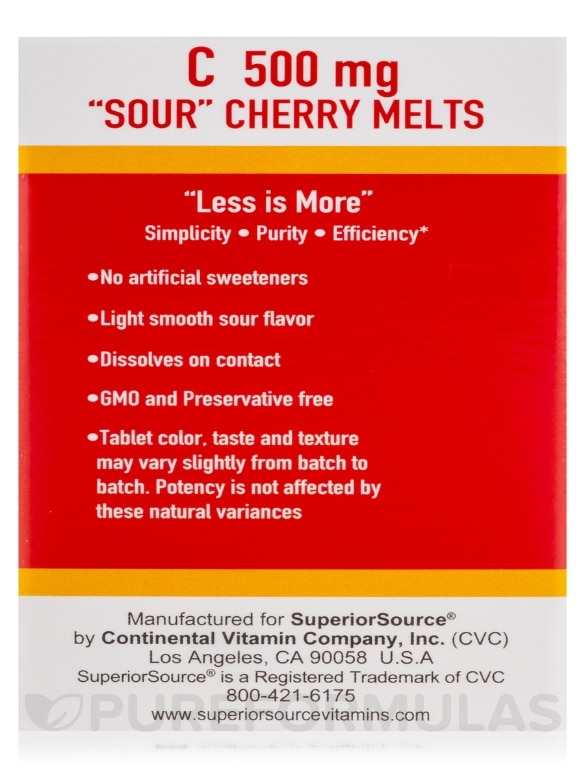 Vitamin C 500 mg, Sour Cherry Melts - 90 MicroLingual® Tablets - Alternate View 9
