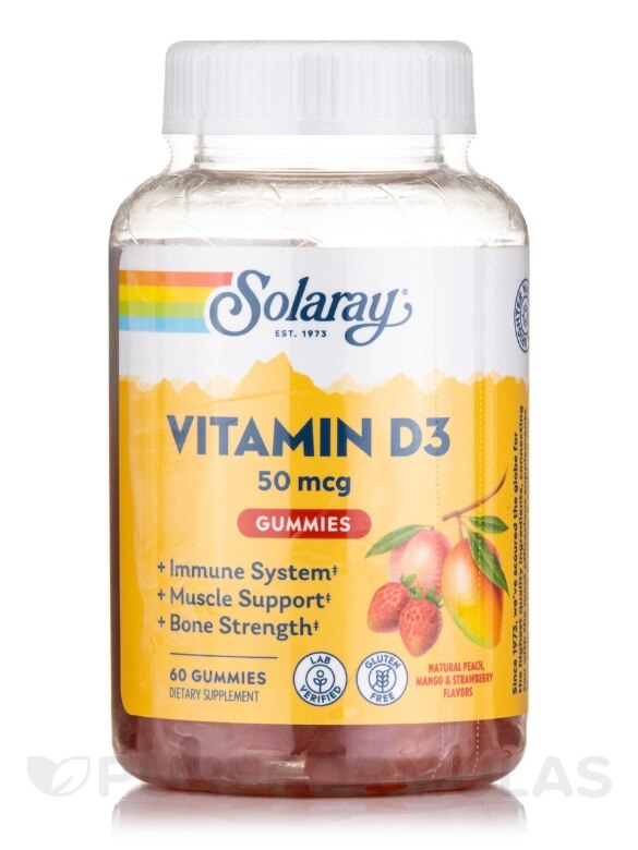 Vitamin D3 Gummies 50 mcg (2000 IU) - Natural Peach