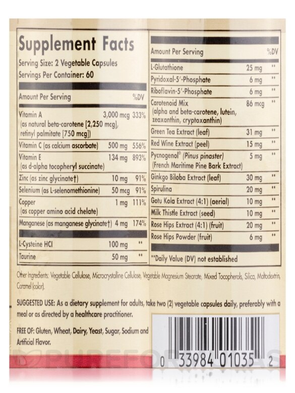 Advanced Antioxidant Formula - 120 Vegetable Capsules - Alternate View 4