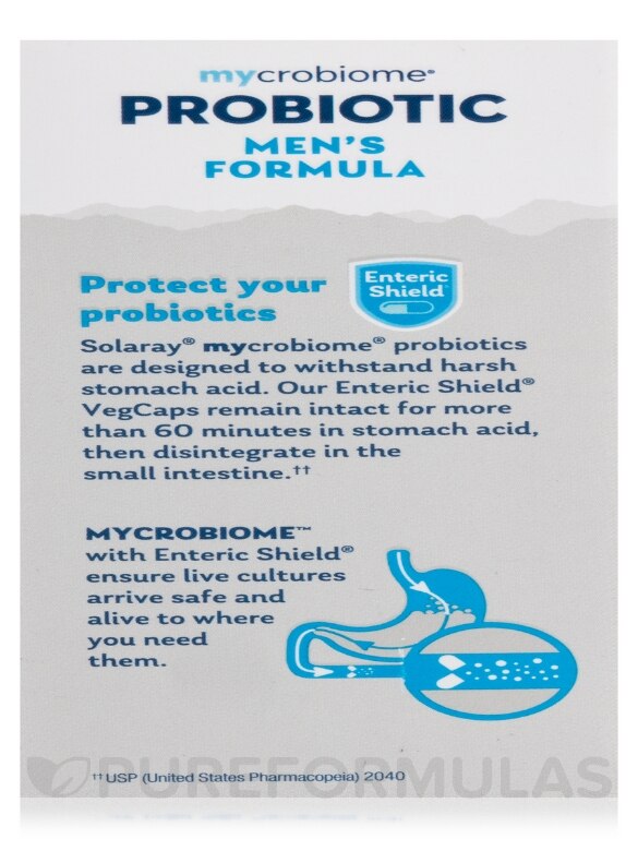 mycrobiome™ Probiotic Men's Formula, 30 Billion, 24 Strains + Prebiotic Inulin - 30 Enteric VegCaps - Alternate View 7