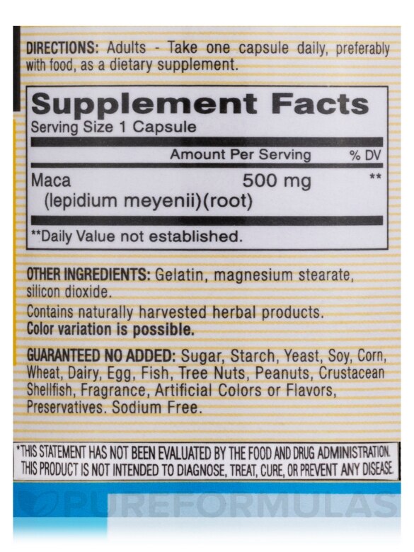 Maca 500 mg - 60 Capsules - Alternate View 4