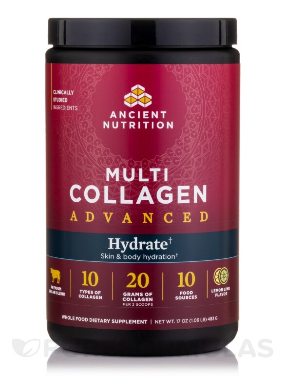 Multi Collagen Advanced Hydrate Powder, Lemon Lime Flavor - 17 oz (483 Grams)