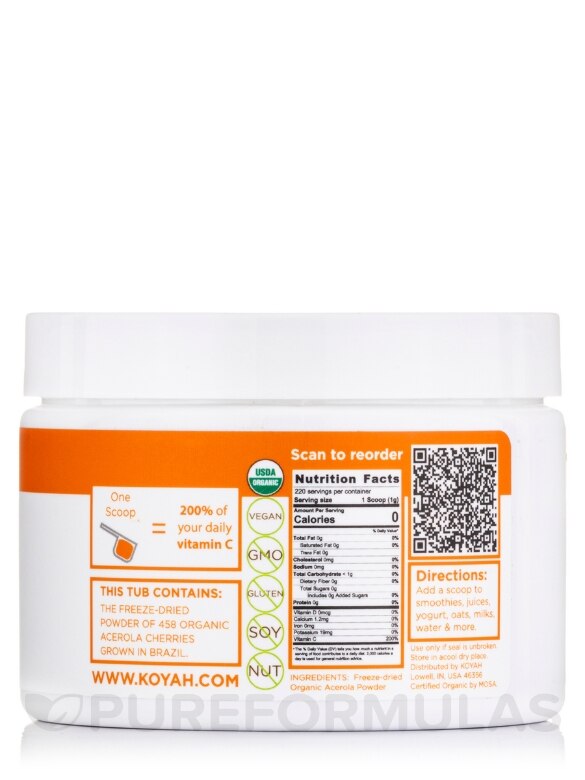 Organic Acerola Powder - 7.76 oz (220 Grams) - Alternate View 1