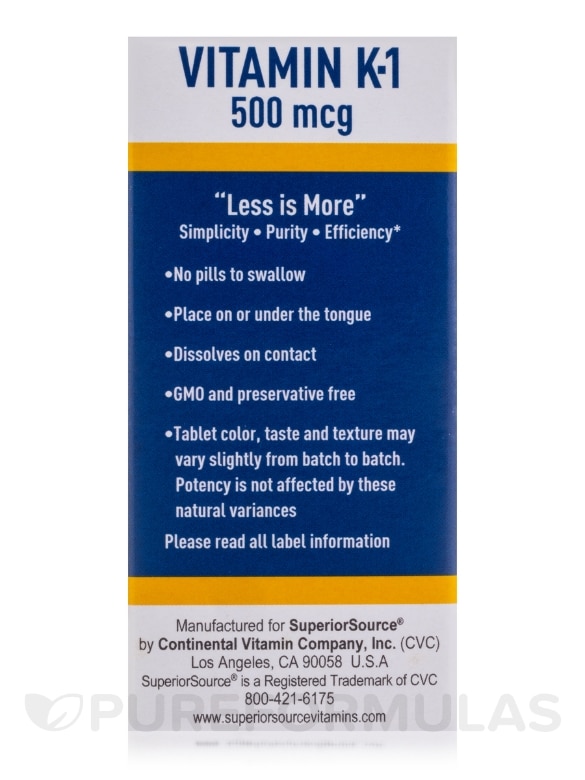 Vitamin K-1 500 mcg - 90 MicroLingual® Tablets - Alternate View 6