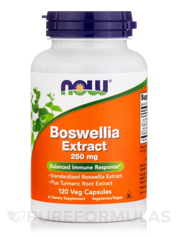 Boswellia Extract 250 mg Plus Turmeric Root - 120 Vegetable Capsules