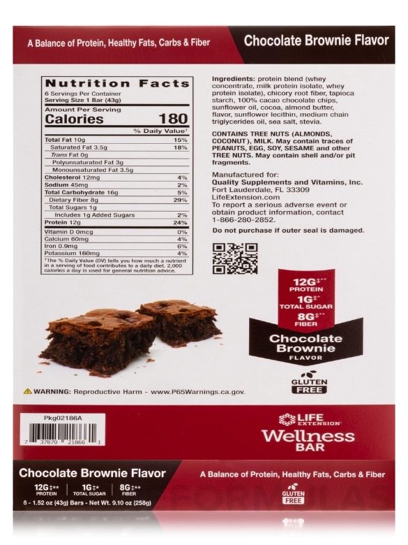 Wellness Bar, Chocolate Brownie Flavor - 1 Box of 6 Bars - Alternate View 5