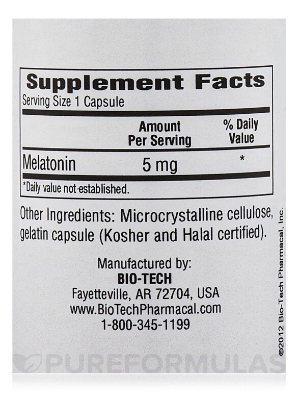 Melatonin 5 mg - 100 Capsules - Alternate View 3