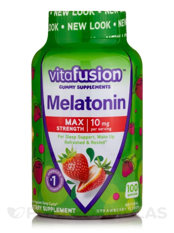 Max Strength Melatonin 10 mg, Natural Strawberry Flavor - 100 Gummies
