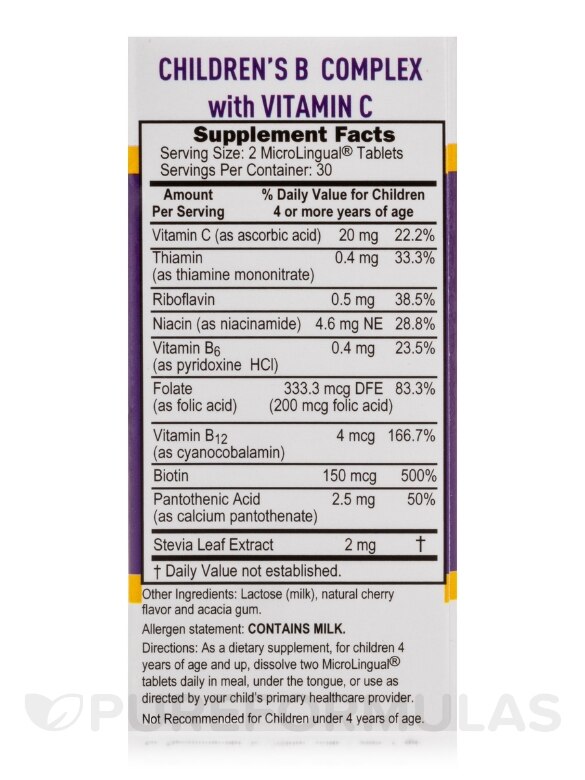 Children's B Complex with Vitamin C - 60 MicroLingual® Tablets - Alternate View 4