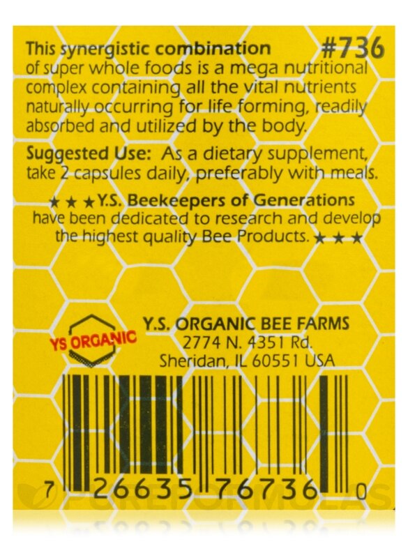 Triple Bee Complex Mega Multi-Nutrients - Royal Jelly, Bee Pollen, and Propolis - 90 Capsules - Alternate View 3