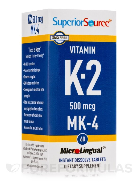 Vitamin K-2 500 mcg (MK-4) - 60 MicroLingual® Tablets