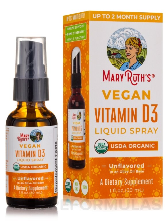 Organic Vegan Vitamin D3 Liquid Spray, Unflavored - 1 fl. oz (30 ml) - Alternate View 1