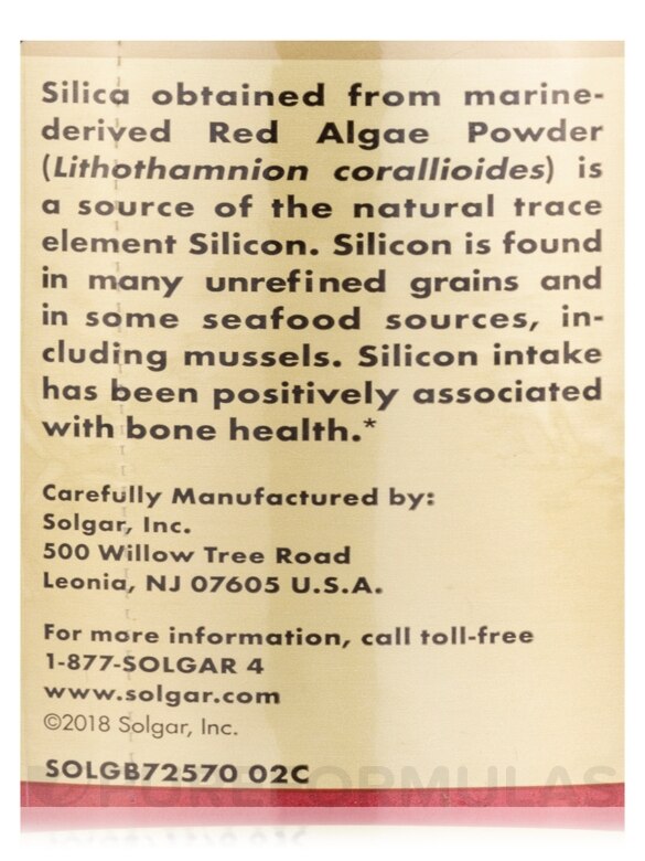 Oceanic Silica 25 mg (from Red Algae) - 100 Vegetable Capsules - Alternate View 6
