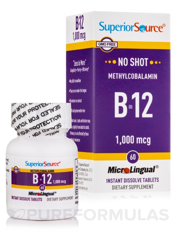 NO SHOT Methylcobalamin B12 1000 mcg - 60 MicroLingual® Tablets - Alternate View 1