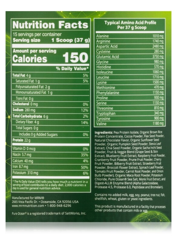Veggie Protein with Superfoods, Chocolate Flavor - 20.1 oz (570 Grams) - Alternate View 4