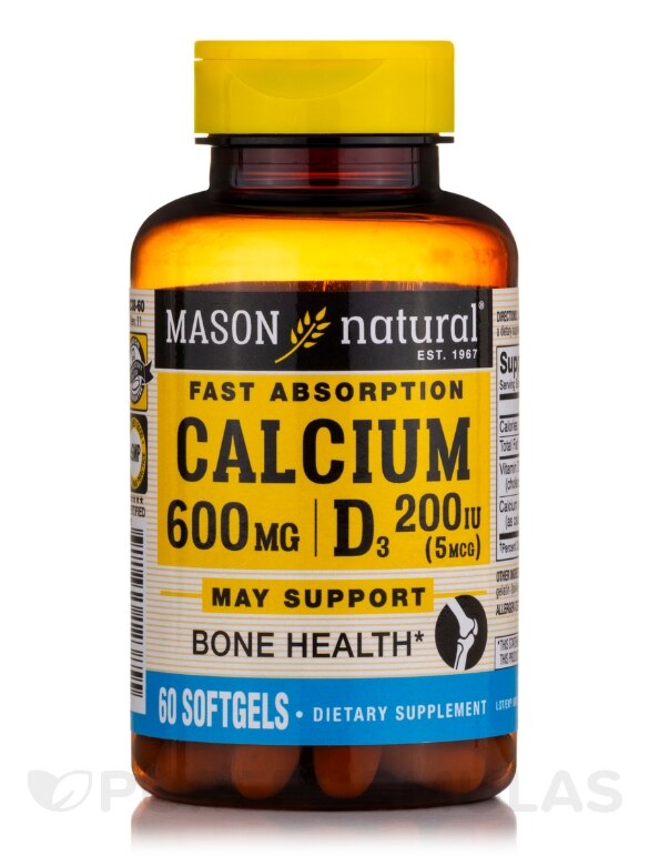 Calcium 600 mg with D3 200 IU (5 mcg) - 60 Softgels