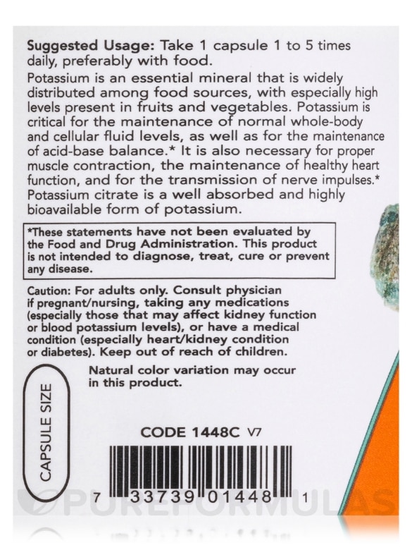 Potassium Citrate 99 mg - 180 Capsules - Alternate View 4