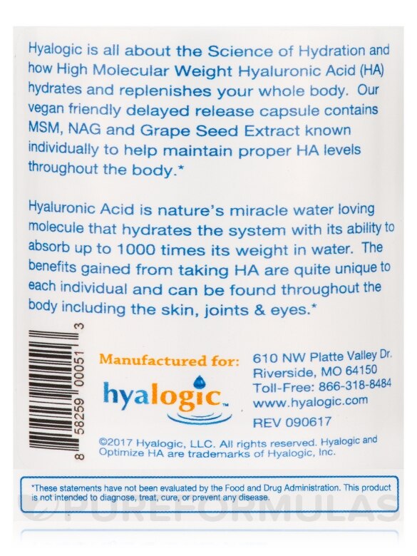 Optimize HA (Hyaluronic Acid for Whole Body HA) - 30 Capsules - Alternate View 5