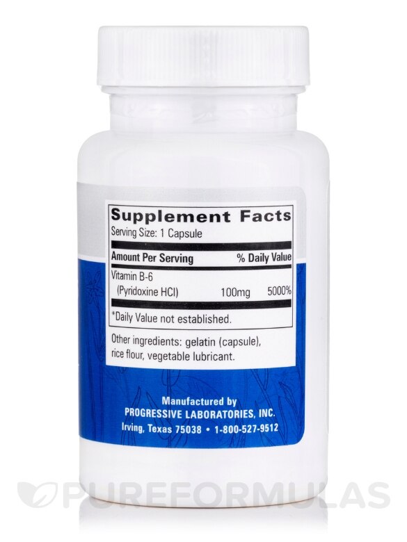 Vitamin B-6 100 mg - 100 Capsules - Alternate View 1
