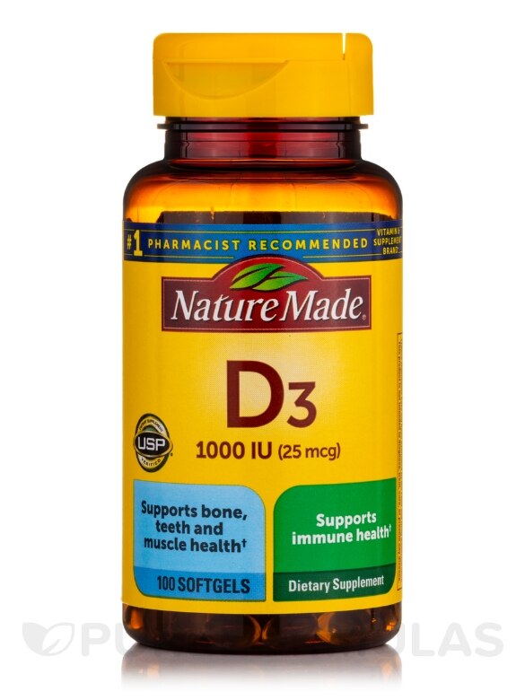 Vitamin D3 25 mcg (1000 IU) - 100 Softgels