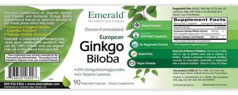 European Ginkgo Biloba - 60 Vegetable Capsules - Alternate View 1