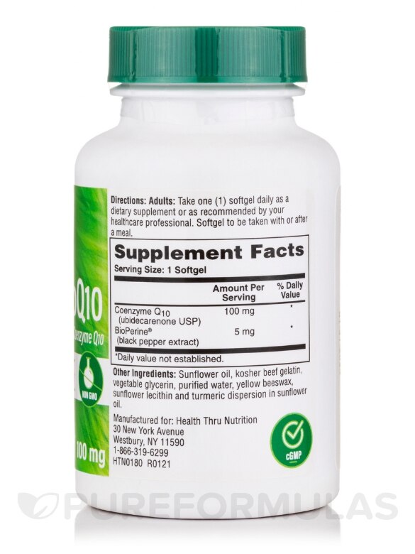 CoQ-10 100 mg with BioPerine® - 120 Softgels - Alternate View 1