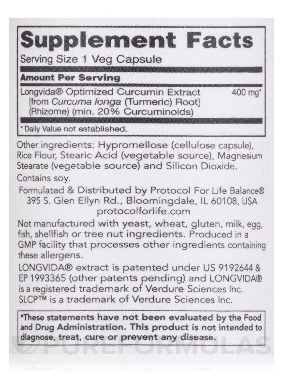 Cogumin SLCP™ (Longvida® Optimized Curcumin) 400 mg - 50 Veg Capsules - Alternate View 3
