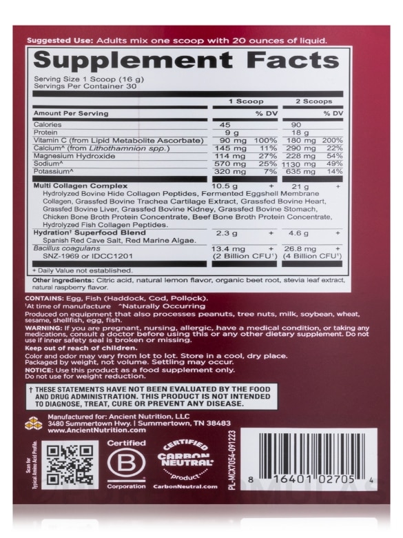 Multi Collagen Advanced Hydrate Powder, Berry Flavor - 16.9 oz (480 Grams) - Alternate View 3